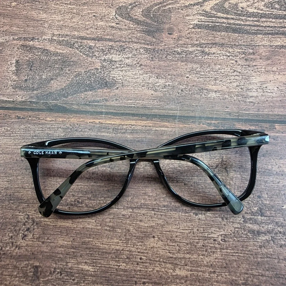 Cole Haan CH7045 Black Cat Eye Eyeglasses Grey Tortoise Temples 56-17-135